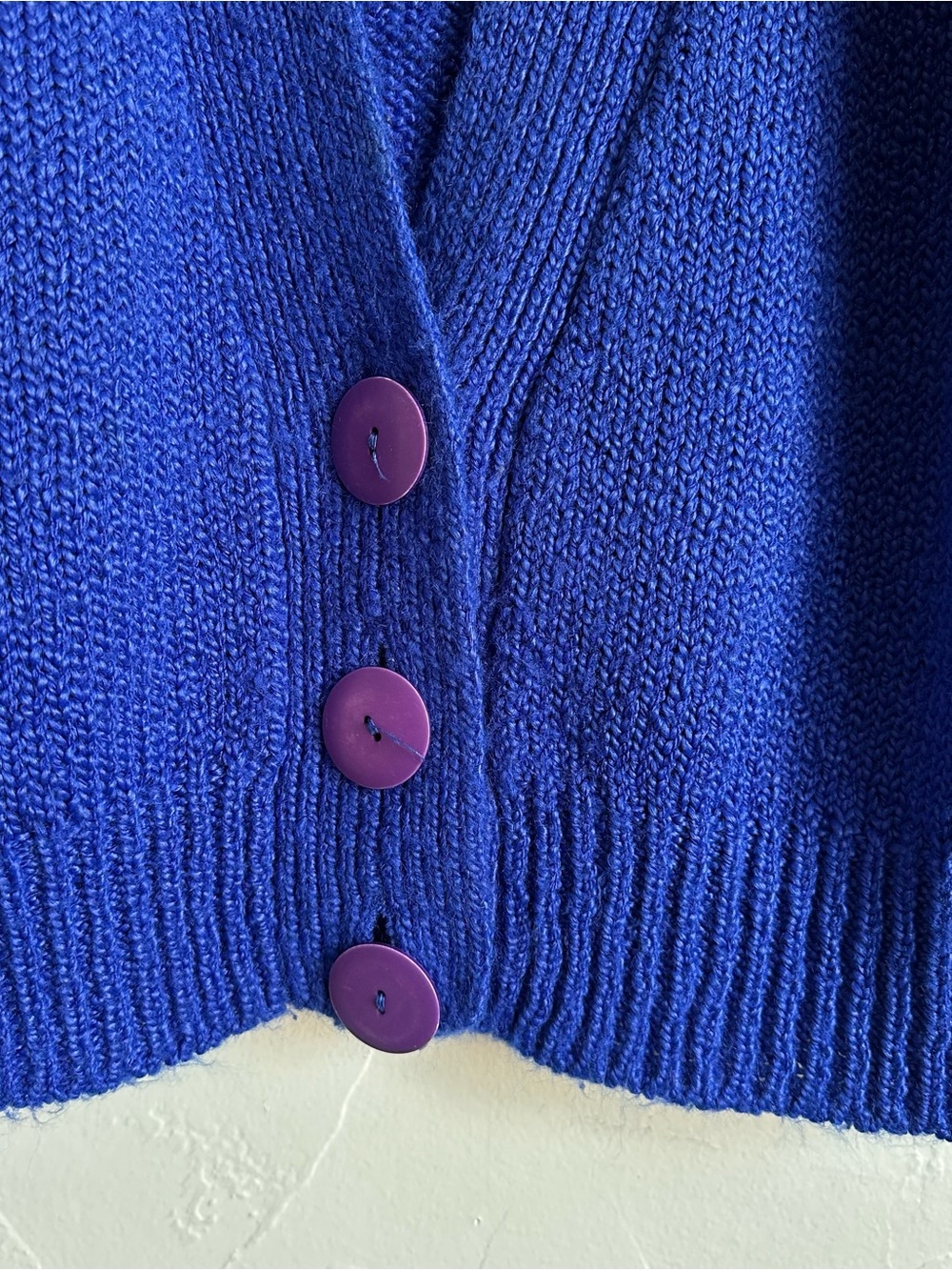 Vintage 80’s Gerard Works Royal Blue V-Neck Button Cardigan Small Preppy - Picture 3 of 6